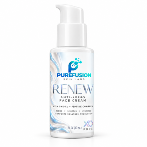 Purefusion Renew face cream, white 30 mL pump bottle, front view