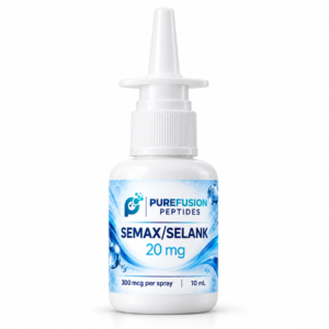 Purefusion Semax Selank 20 mg, 10 mL white spray bottle, front view